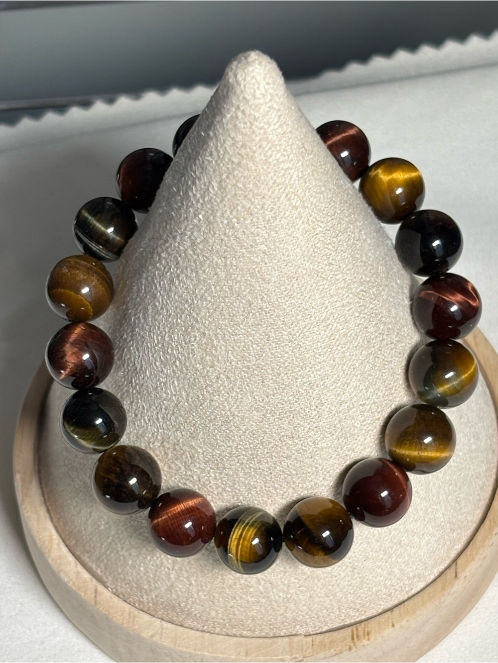 10mm Multi-Tone Tiger Eye Beaded Stretch Bracelet - Women Jewelry - 7 inches